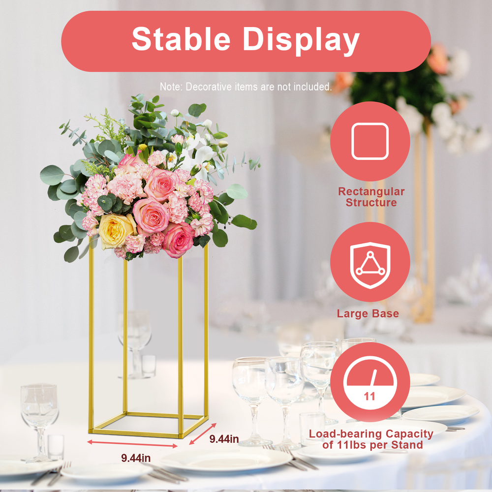 10 Tall 23.6-Inch Gold Metal Flower Stand for Wedding Table Centerpiece Decor