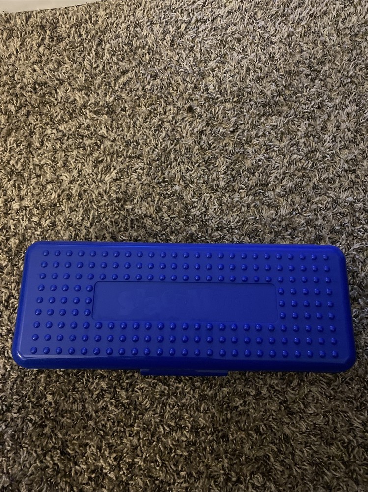 Vintage 90s Spacemaker Pencil Ruler Case Box Extra Long 13x5 Blue And Black USA