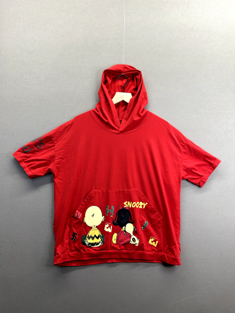 Red Snoopy Short Sleeve Pullover Hoodie for Adults No Size Unbranded