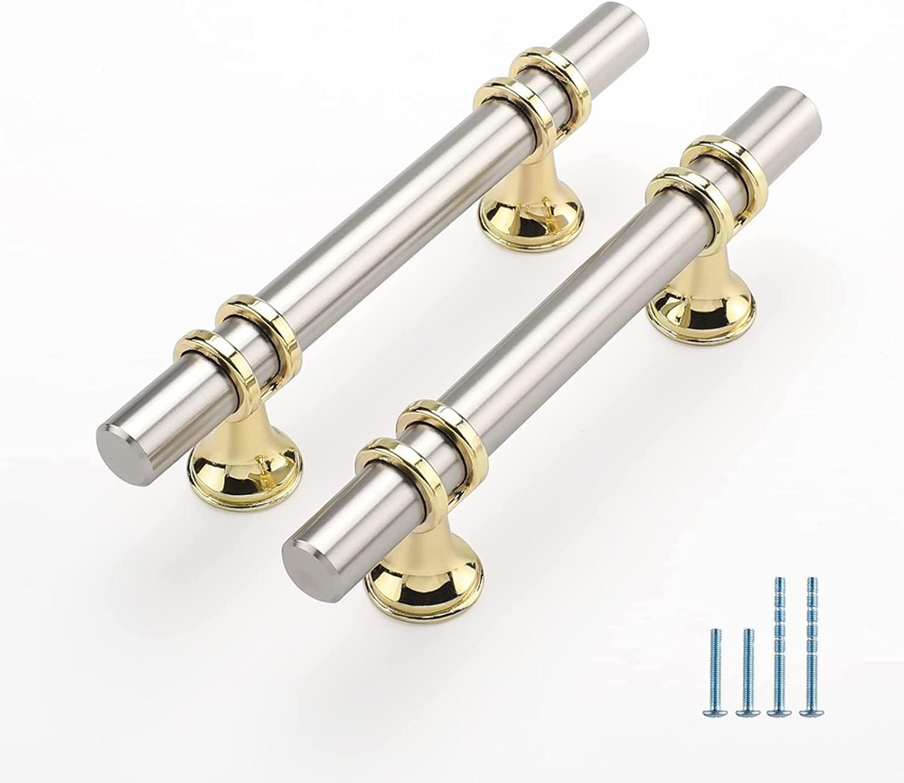 5 Pack Kitchen Cabinet Handles Brushed Nickel and Gold Cabinet Pulls 3 Inch Silv