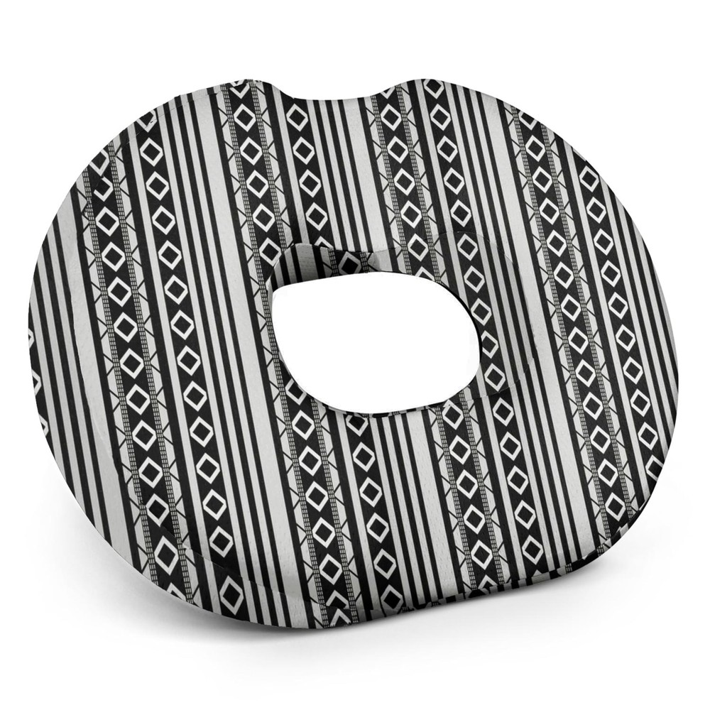 GrayBlackStripe Donut Pillow Memory Foam Seat Cushions for Office Chair Hemor...
