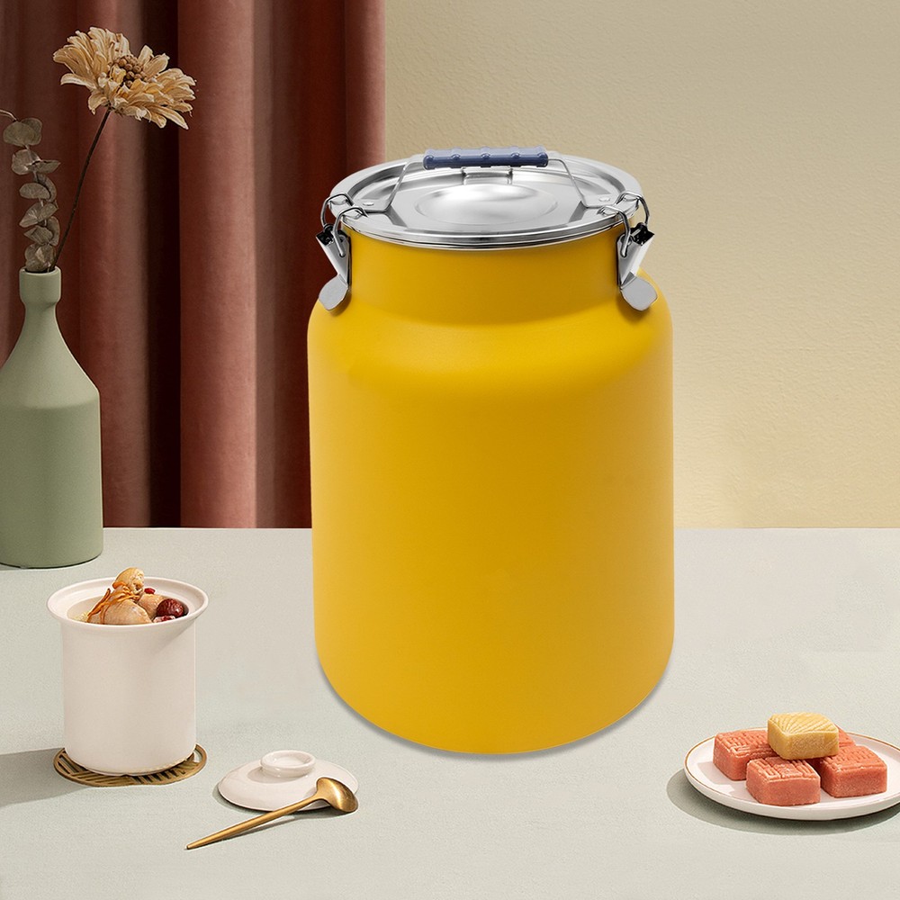 Modern Stainless Steel Grain Storage Container with Lid 12L Round Rice Container