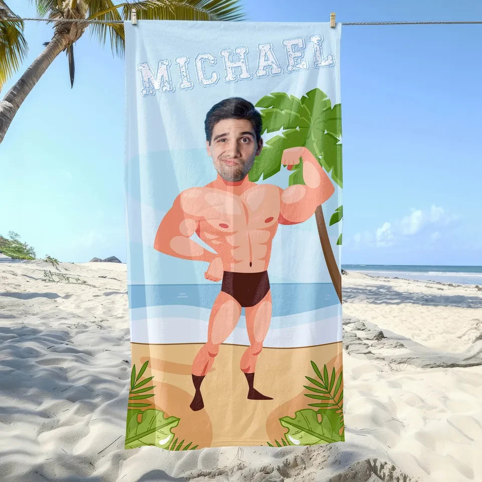 Custom Personalized Oversized Beach Towel with Swimwear Photo  