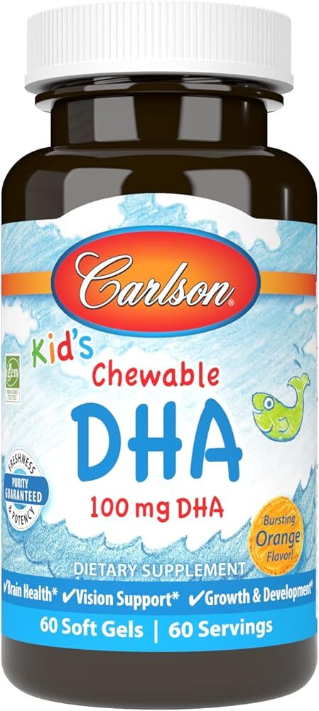 Carlson - Kid's Chewable DHA, 100 mg DHA, Brain & Vision Function, Growth & D...