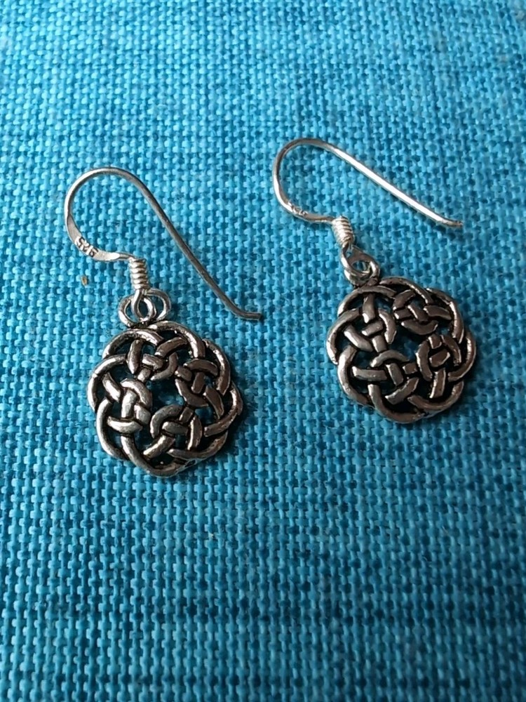 Traditional Celtic Knot Sterling Silver 925 Drop Earrings