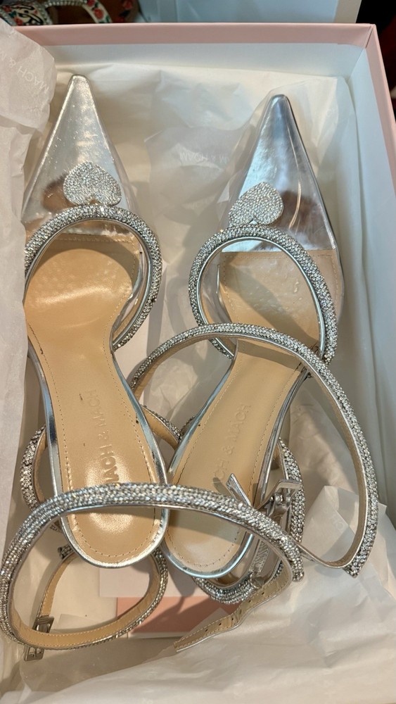 NEW Mach & Mach Satin Crystal Pointed Toe High Heels- Sz 6