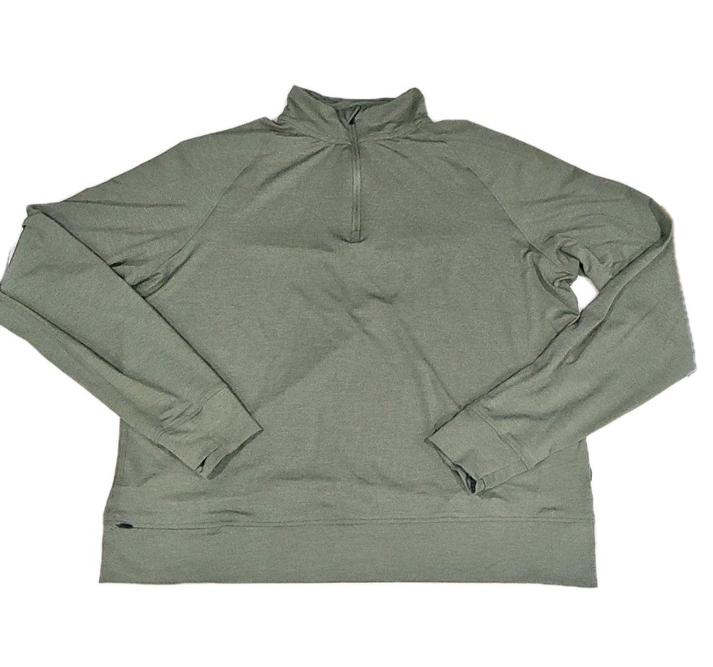 REI Co-op Men's Mock Neck Long Sleeve Athletic 1/4 Zip Pullover Green M