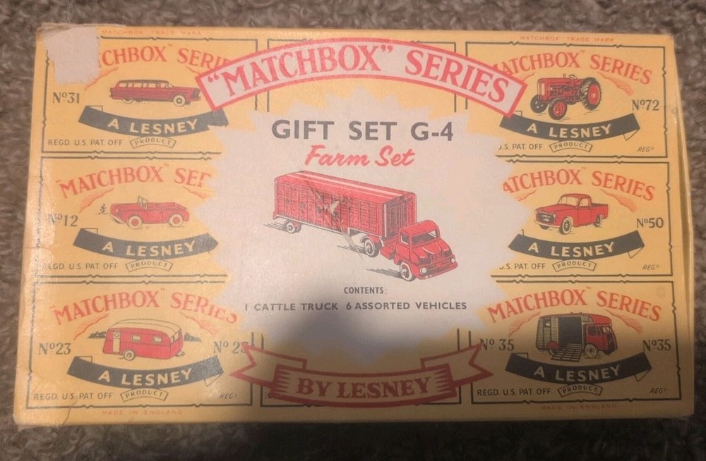 Lesney Matchbox G-4 Car Farm Gift Set c. 1961, Excellent Condition Original Box