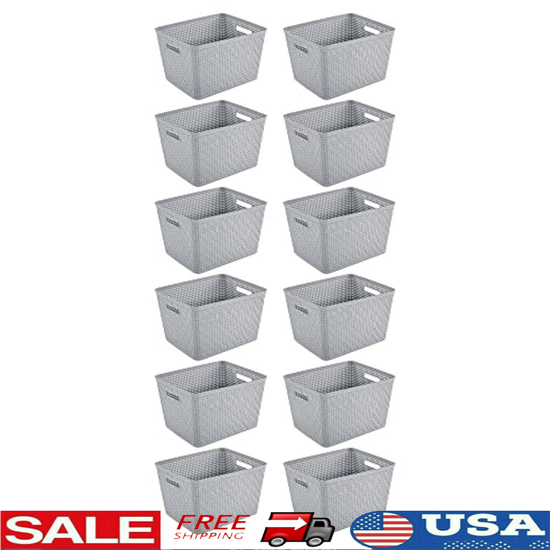 12 Pack Versatile Plastic Storage Bins Tall Baskets Organization Containers New