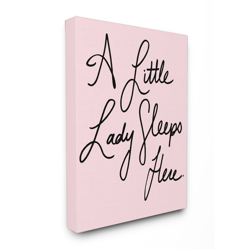 Stupell 'A Little Lady Sleeps Here Cursive' Stretched Canvas