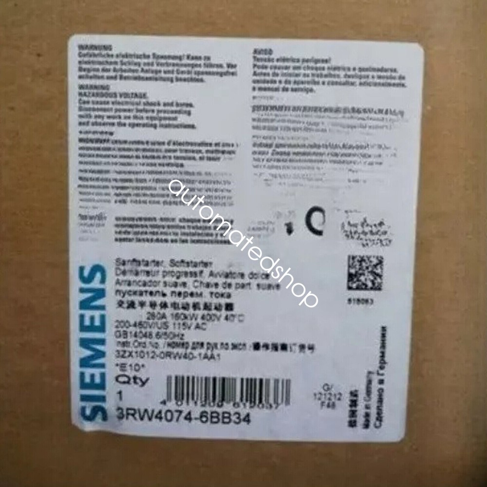 1PCS NEW SIEMENS SOFT STARTER 3RW4074-6BB34 Shipping DHL or FedEX