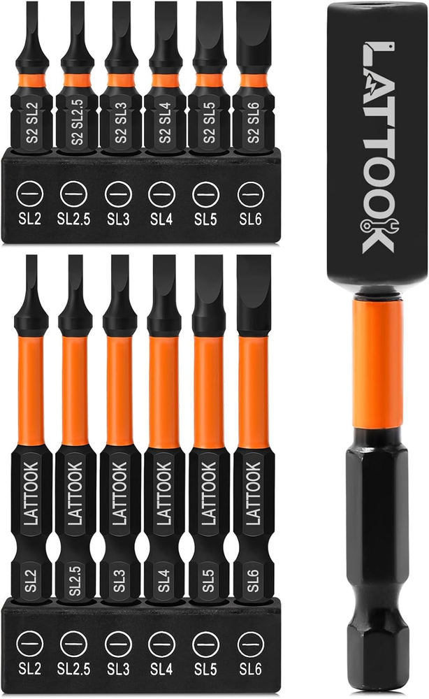 13-Piece Impact Slotted Bit Set with 1/4