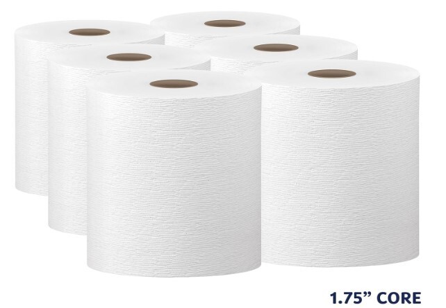 6 Rolls White Paper Towels 1.75