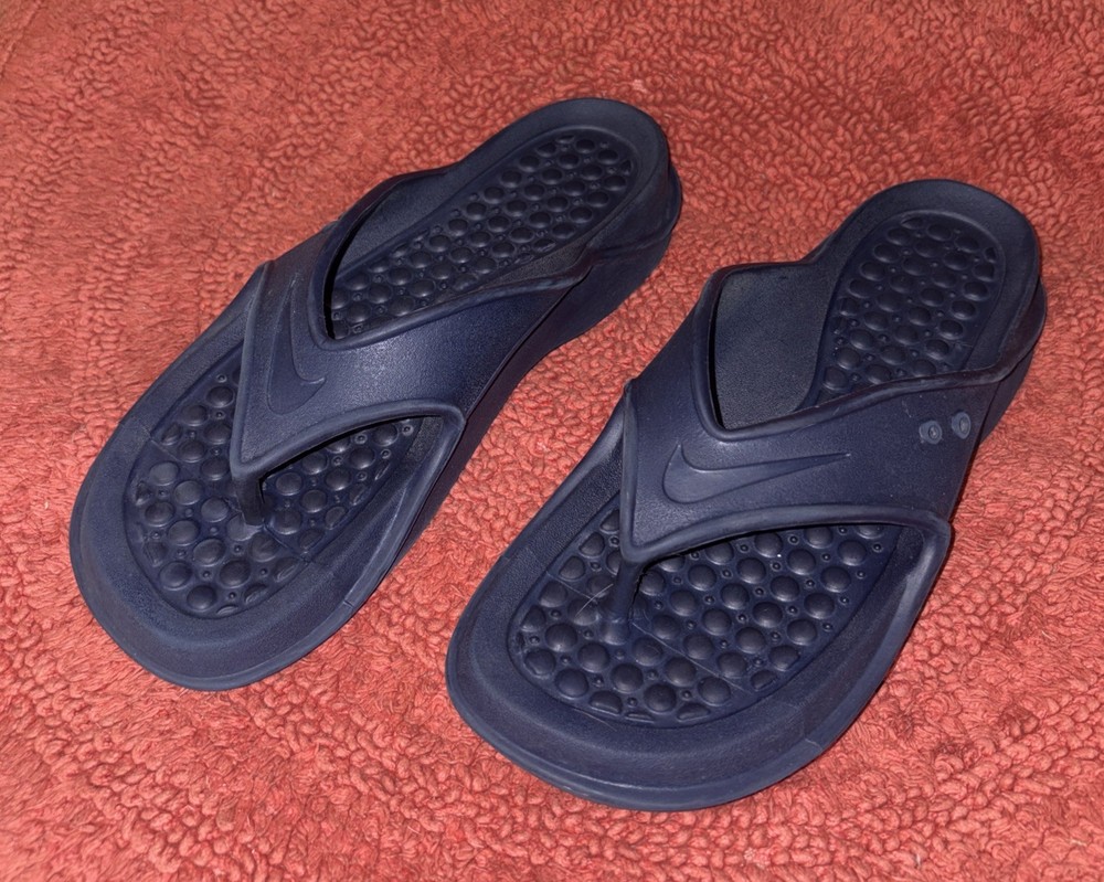 NIKE Men's Blue COMFORT Rubber Thongs Flip Flops Sandals Slippers Size 10 M