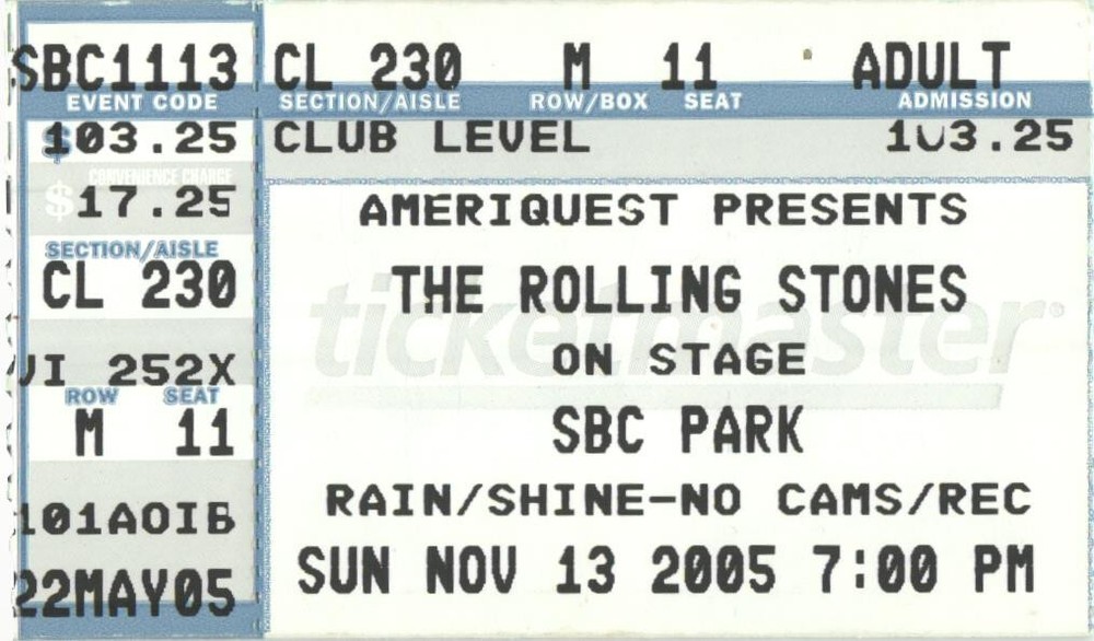 Vintage 2005 Rolling Stones Metallica Everclear Concert Ticket Stub San Fran CA