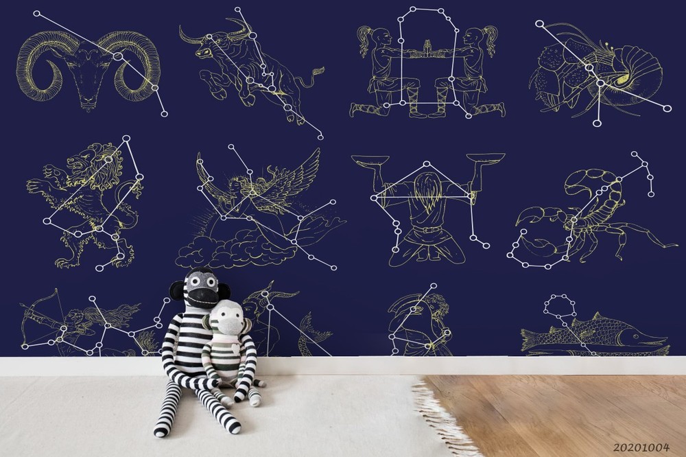 3D Twelve Constellations Illustration Wall Murals Wallpaper Murals Wall Sticker