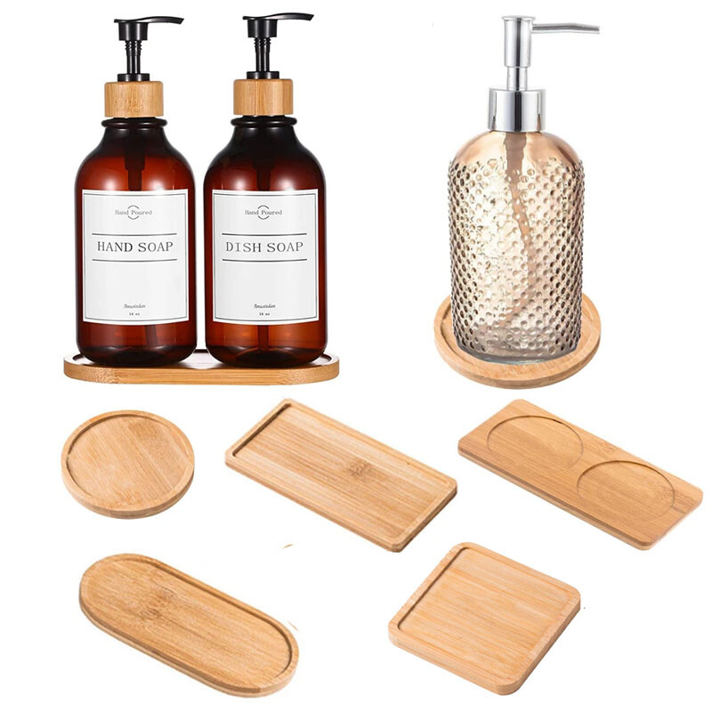 Wooden Soap Dispenser Tray Kitchen Decorative Plate Creative Coaster Serving Mat