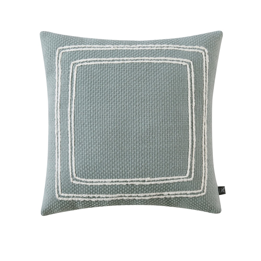 My Texas House 18x18 Kelina Dusty Green Woven Cotton Decorative Pillow