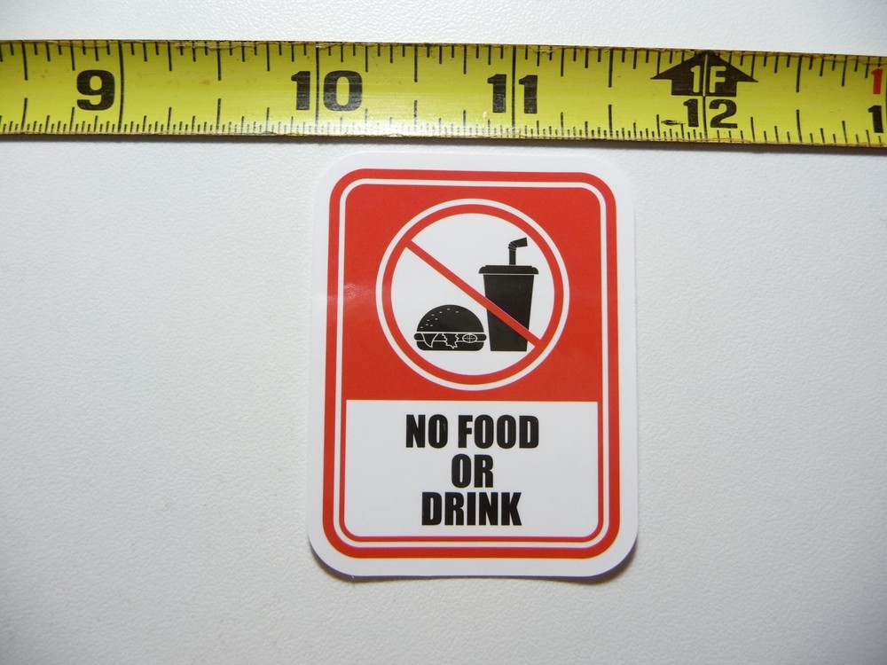 NO FOOD OR DRINK STICKER DECAL BUSINESS COMPANY POLICY BUILDING DOOR