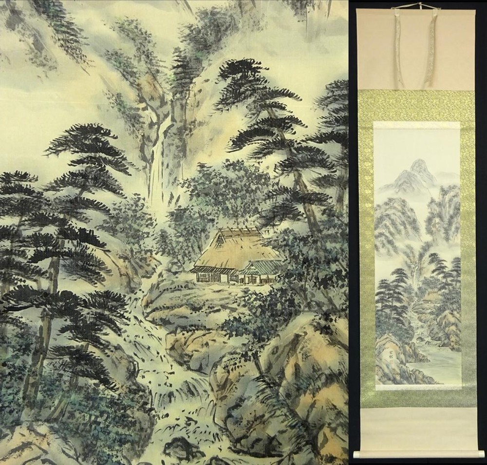 Hanging Scroll Shinohara Hirorin, Kofuzu-Rejuvenated, Pine Forest Landscape Map,