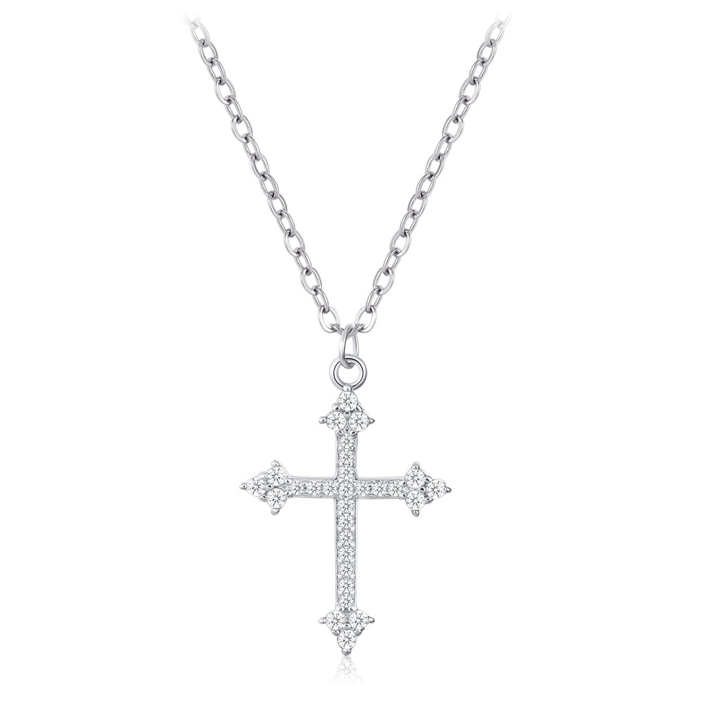 S925 Sterling Silver Cross Necklace for Women Cubic Zirconia Evil Eye Pendant...