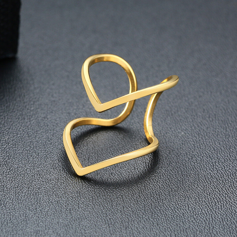 Stainless Steel Hourglass Shape Irregular Shape Personalized Golden Women's Ring