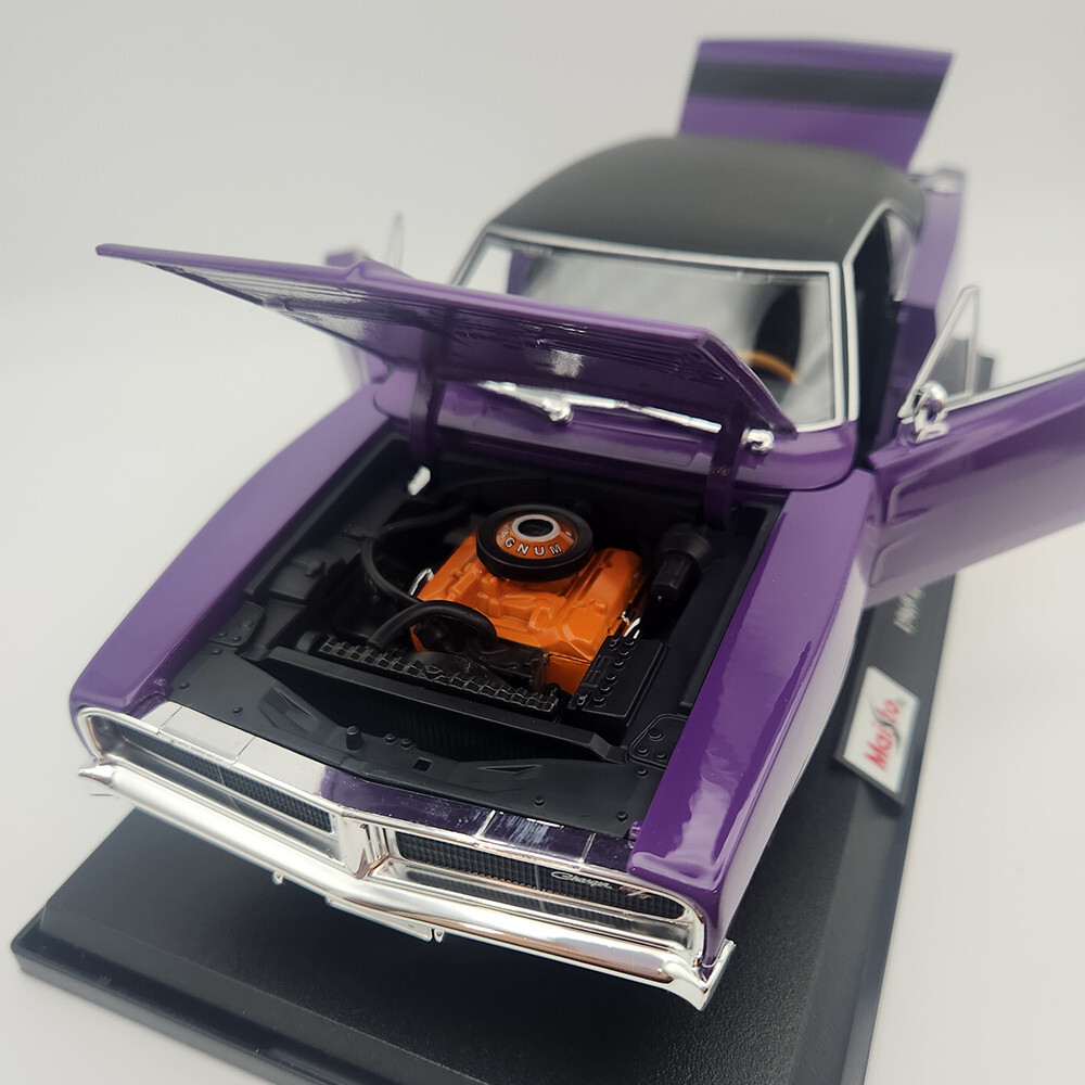 1969 Dodge Charger R/T - Purple With Black Top - 1:18 Scale - By Maisto