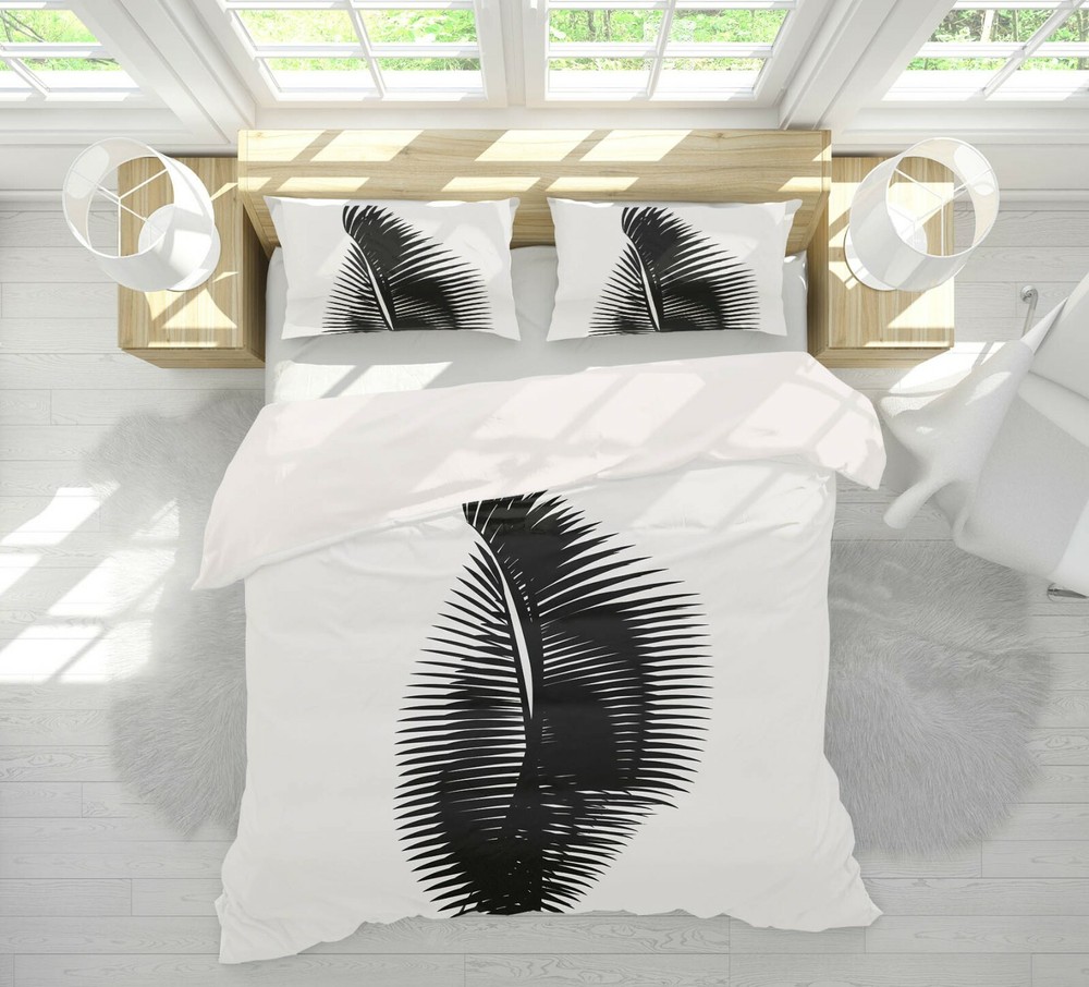 3D Black Leaf A074 Bed Pillowcases Quilt Duvet Cover Boris Draschoff Zoe