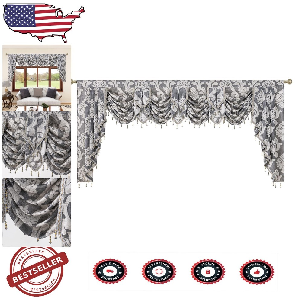 Elegant Grey Waterfall Valance 5x2 Inches for Stylish Home Decor