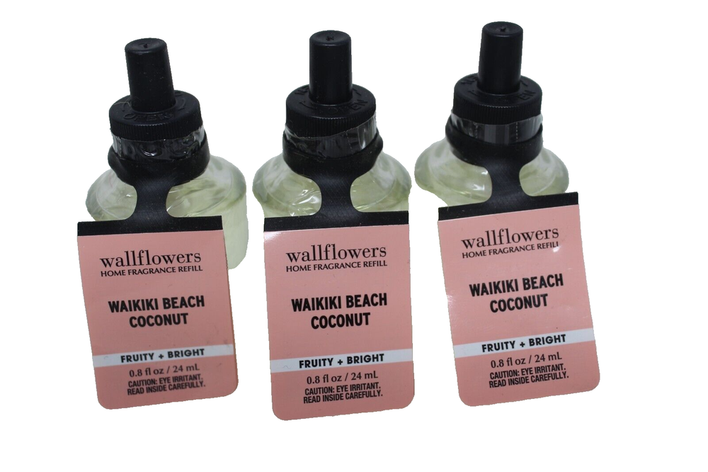Bath & Body Works Waikiki Beach Coconut Wallflowers Plug In Refill Bulb Lot of 3