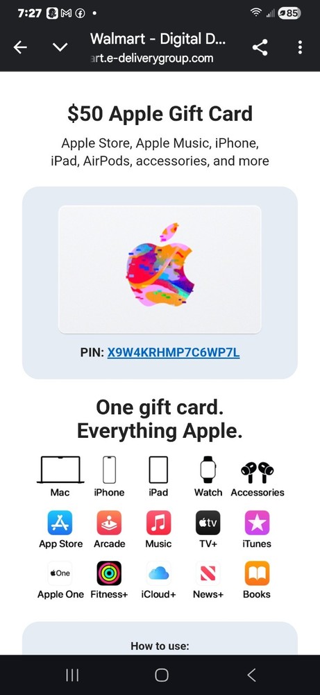 Apple Gift Card Value 50, 100, 150, 200 Store iPhone iPad MacBook Airpods-image
