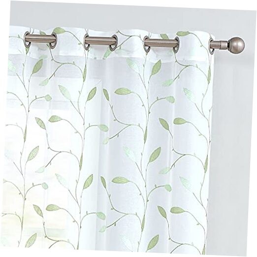 Embroidered Sheer Curtains Floral Leaf 55