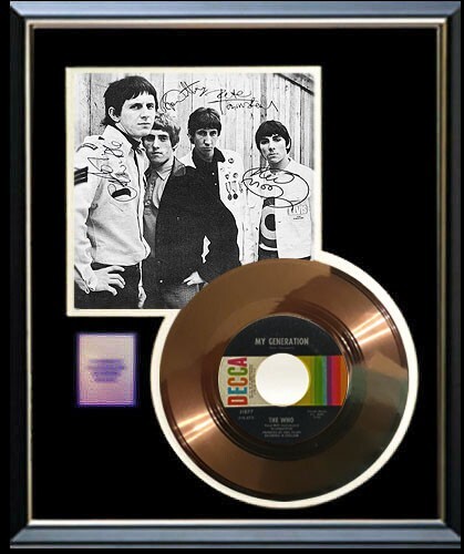 THE WHO MY GENERATION 45 RPM GOLD RECORD SIGNED PRINTED AUTOGRAPHS NON RIAA RARE
