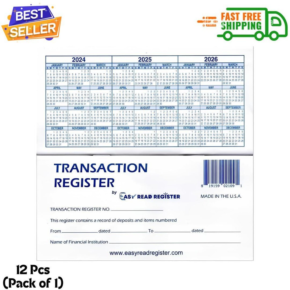 12 Checkbook Transaction Registers 2025-2026-2027 Calendars Check Book Bank ...