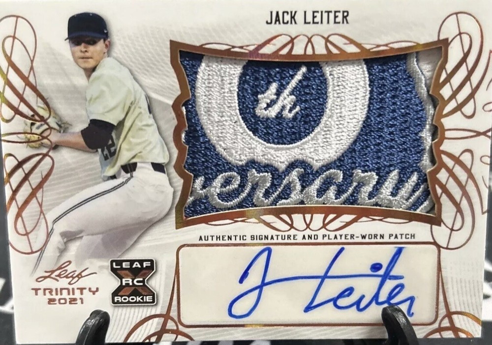 Jack Leiter ROOKIE Patch Auto RARE Rangers 40th Anniversary Patch Texas Rangers