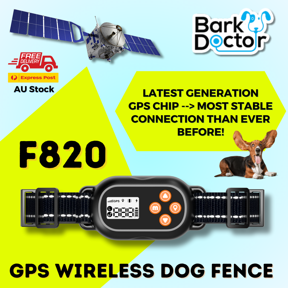 F820 GPS WIRELESS ELECTRONIC DOG FENCE COLLAR WATERPROOF BEEP+Vibration+SHOCK