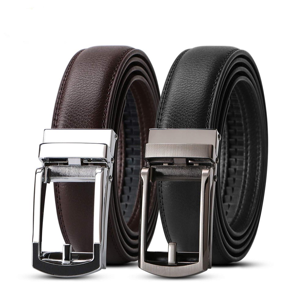 WERFORU Men's Ratchet Belts, 2 Pack Leather Belts for Men Dress and Casual wi...