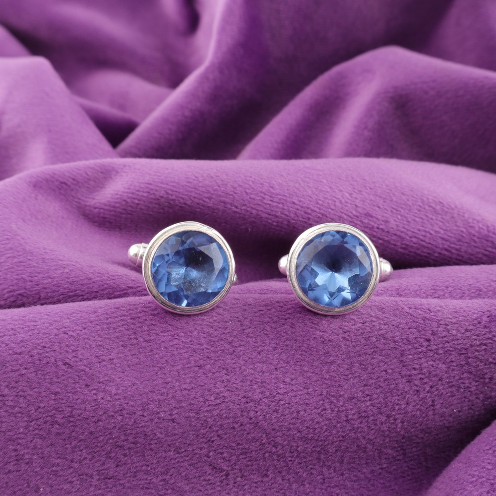 Black Friday Deal Tanzanite Stone Blue Luxury December Dads Cufflinks 925 Silver
