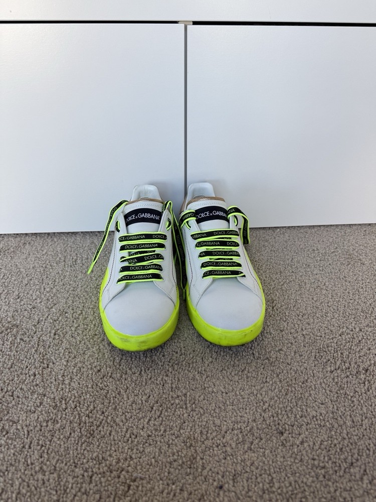 Dolce & Gabbana Portofino low-top sneakers in white and fluo yellow  9.5 US.