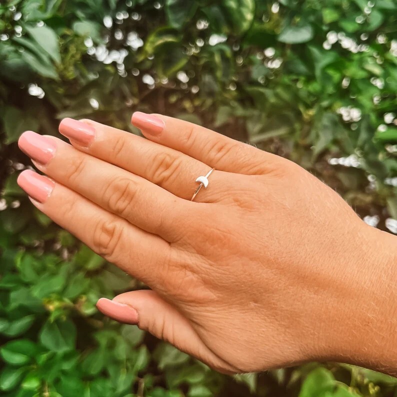 925 Sterling Silver Crescent Moon Minimalist Stacking Ring Gift for Women