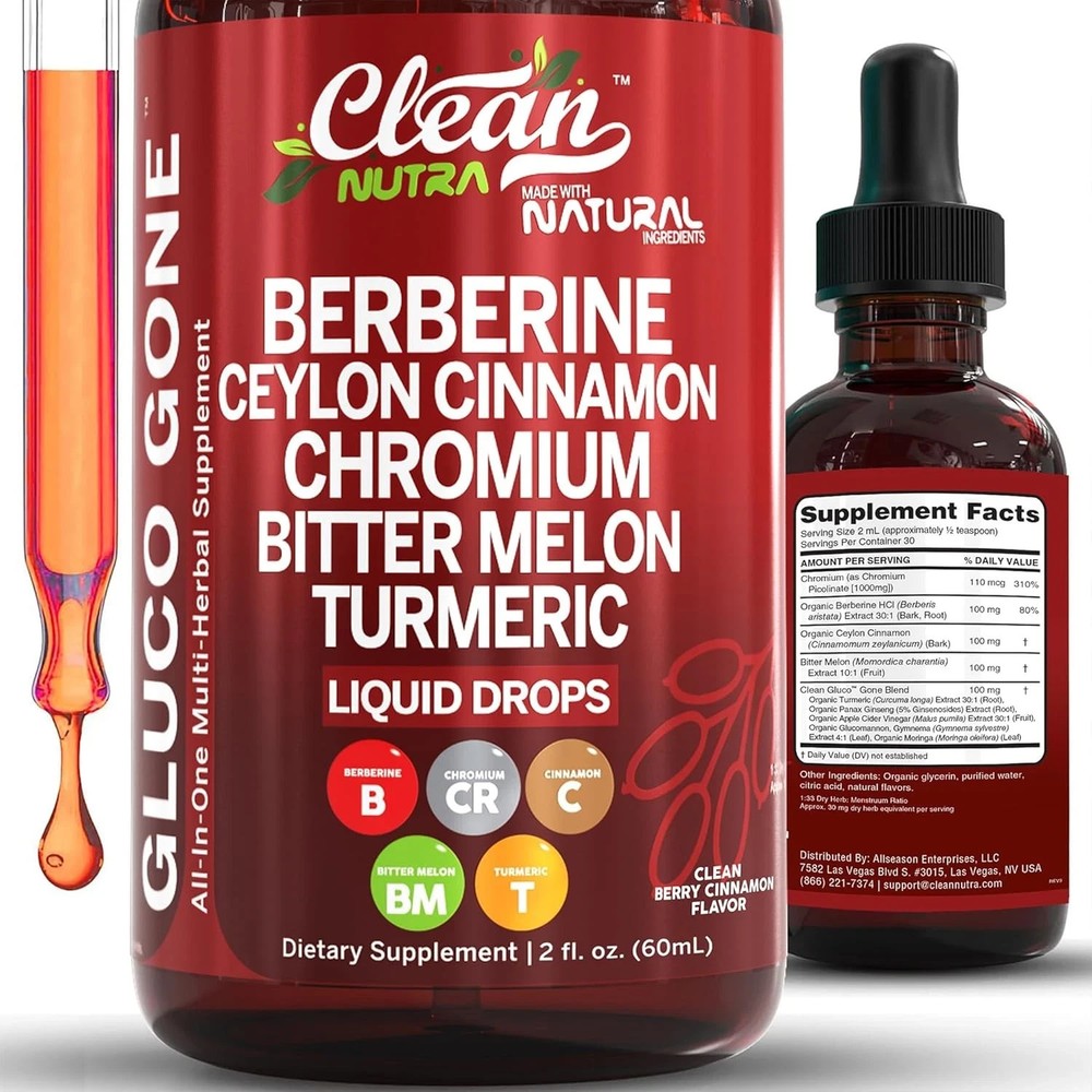 new Berberine 3000mg Gymnema/Apple Cider Vinegar/Chromium/Ceylon Cinnamon Drops