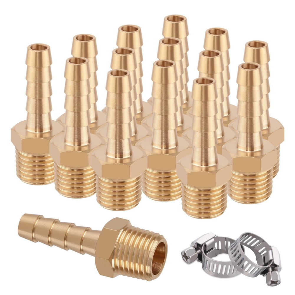 15 Pcs Brass Hose Barb Fittings,1/4