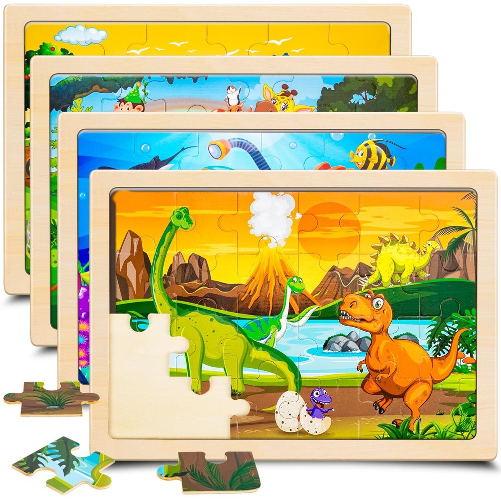 Labeol Toddler Wooden Puzzles for Kids Ages 3-5 24 Pieces Wood Puzzles for To...