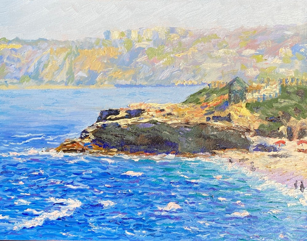 Breathtaking Oil painting. La Jolla Ocean View.  ORIGINAL. Impressionist Art