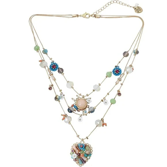 Betsey Johnson Womens Butterfly Charms Layered Necklace