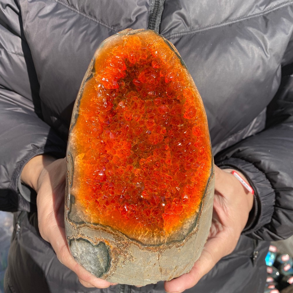 4.4LB Natural Citrine Geode Quartz Cluster Crystal Healing Specimen Cathedrals