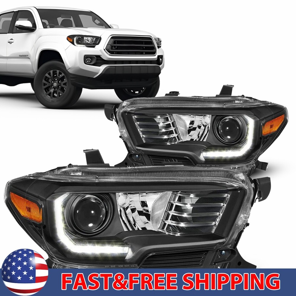 For Toyota Tacoma 2016-2022 W/ LED DRL Projector Halogen Headlights 1 Pair
