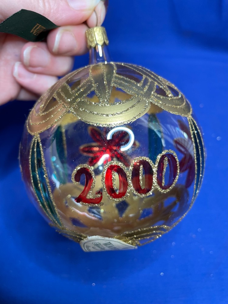Waterford Holiday Heirlooms New Year blown glass Christmas ornament with box-image