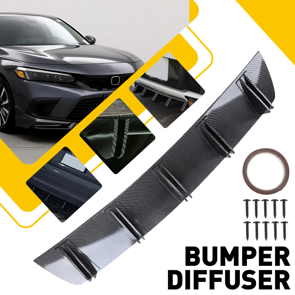 Universal Black Rear Bumper Diffuser Fin Spoiler Lip Wing Splitter