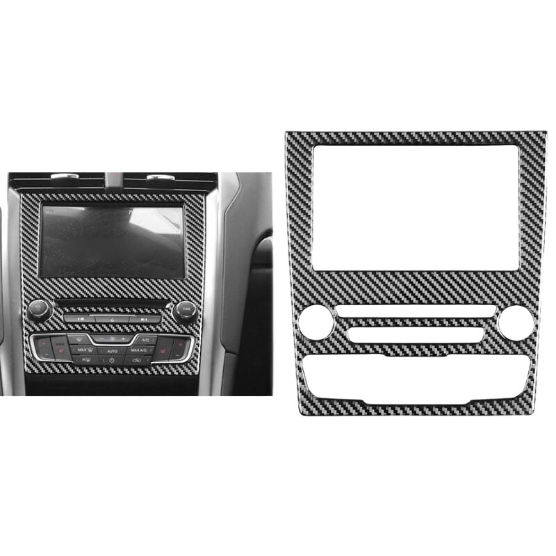 Carbon Fiber Center Console AC CD Panel Cover For Ford Fusion Mondeo 13-19